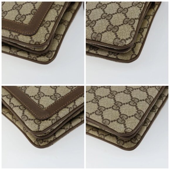 GUCCI GG Supreme Web Sherry Line Bag PVC Beige Gold 14 02 013 Auth 144420 - Picture 14 of 16